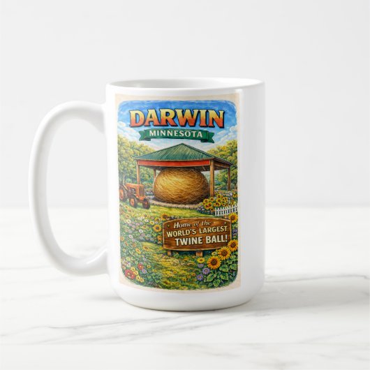 Darwin, MN Minnesota Ball of Twine Coffee Mug コーヒーマグカップ (左)