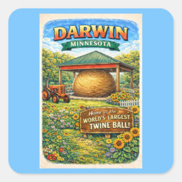 Darwin, MN Minnesota Ball of Twine Stickers スクエアシール