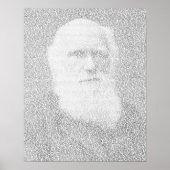 Darwin portrait made of 'Origin of Species' text ポスター (正面)