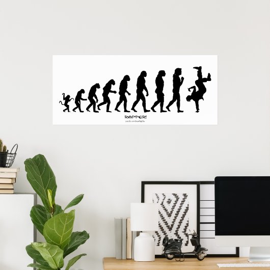 Darwinian Evolution of Rap "RAPPER" Art Poster ポスター (ホームオフィス)