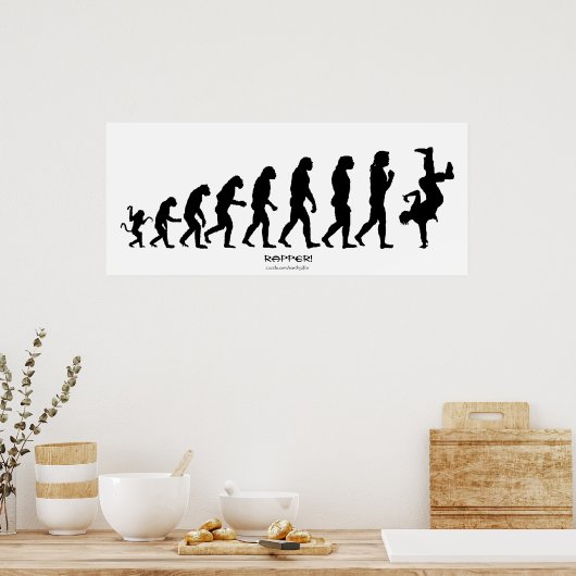 Darwinian Evolution of Rap "RAPPER" Art Poster ポスター (キッチン)