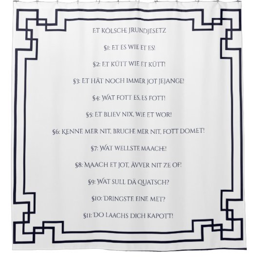 Das Kölsche Grundgesetz – Köln Cologne Jugendstil シャワーカーテン (正面)