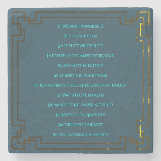 Das Kölsche Grundgesetz – Köln Cologne Jugendstil ストーンコースター (正面)