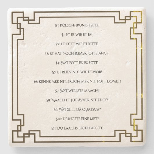Das Kölsche Grundgesetz – Köln Cologne Jugendstil ストーンコースター (正面)