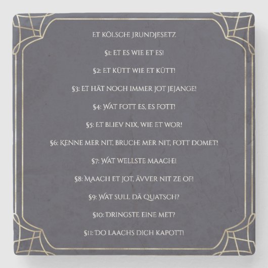 Das Kölsche Grundgesetz – Köln Cologne Jugendstil ストーンコースター (正面)