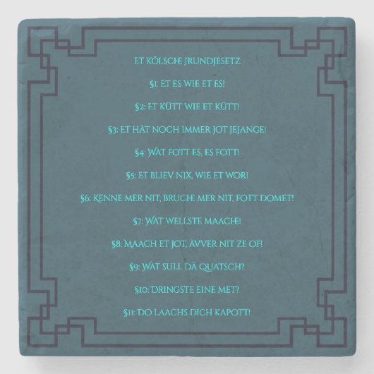 Das Kölsche Grundgesetz – Köln Cologne Jugendstil ストーンコースター (正面)