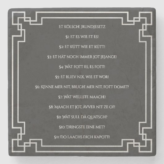 Das Kölsche Grundgesetz – Köln Cologne Jugendstil ストーンコースター (正面)
