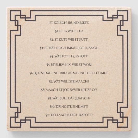 Das Kölsche Grundgesetz – Köln Cologne Jugendstil ストーンコースター (正面)