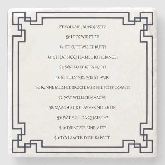 Das Kölsche Grundgesetz – Köln Cologne Jugendstil ストーンコースター (正面)