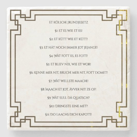 Das Kölsche Grundgesetz – Köln Cologne Jugendstil ストーンコースター (正面)