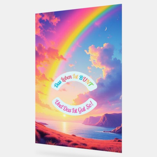 Das Leben ist BUNT アクリルサイン (傾斜)