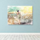 Das Mädchen am Strand キャンバスプリント (インサイチュ (ウッドフロア))