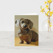 Daschundのメッセージカード カード (黄色い花)