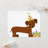 DaschundBDay カード (正面/裏面インサイチュ)