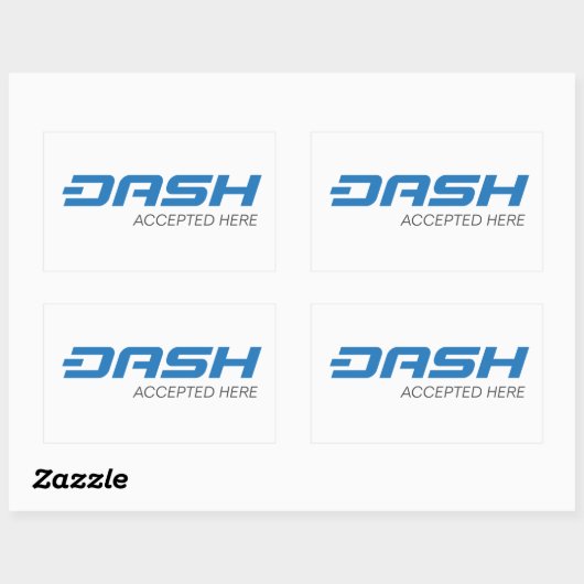 Dash Accepted Here Rectangleスタンプ 長方形シール (シート)