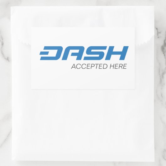 Dash Accepted Here Rectangleスタンプ 長方形シール (バッグ)