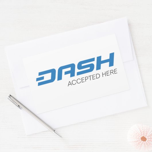 Dash Accepted Here Rectangleスタンプ 長方形シール (封筒)