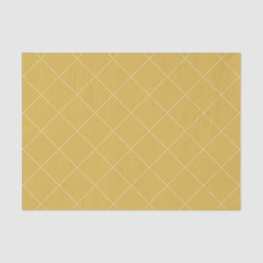 Dashed Diamond Grid Geometric Mustard Gold 薄葉紙 (正面)