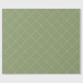 Dashed Diamond Grid Geometric Olive Green ラッピングペーパー (フラット)