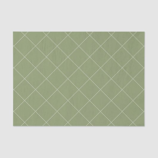 Dashed Diamond Grid Geometric Olive Green 薄葉紙 (正面)