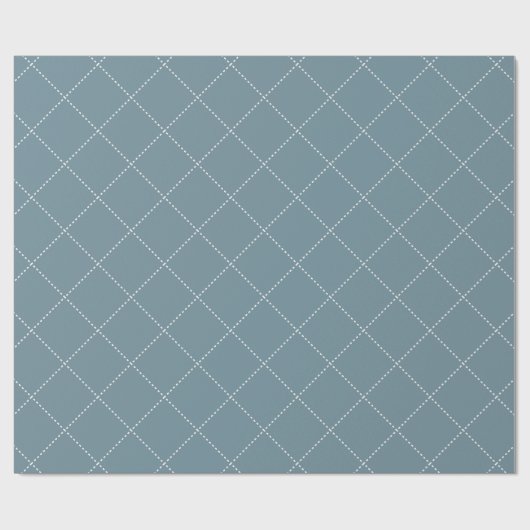 Dashed Diamond Grid Geometric Slate Blue ラッピングペーパー (フラット)