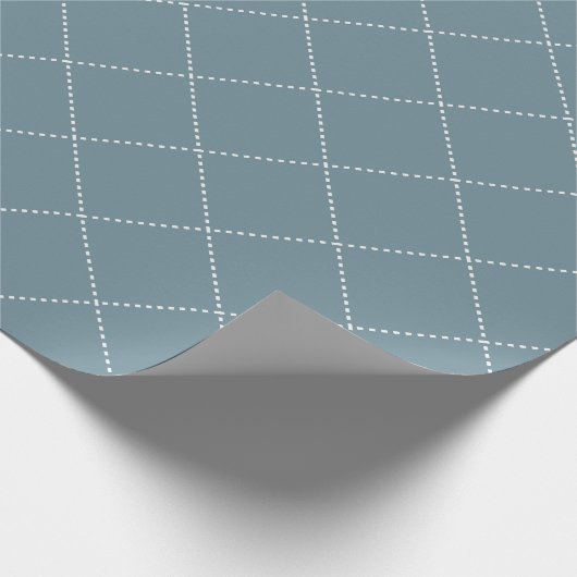 Dashed Diamond Grid Geometric Slate Blue ラッピングペーパー (角)