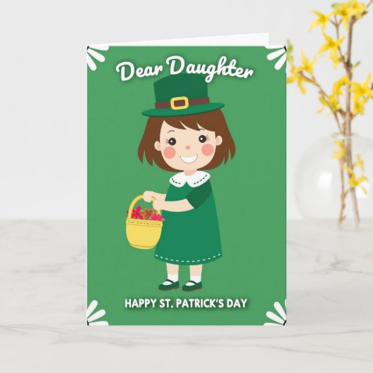 Dashed Trim St Patricks Day Card カード (黄色い花)