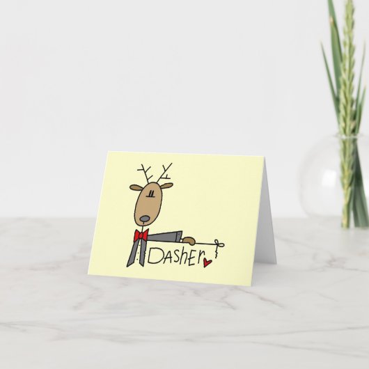 DasherのトナカイのクリスマスのTシャツおよびギフト シーズンカード (正面)