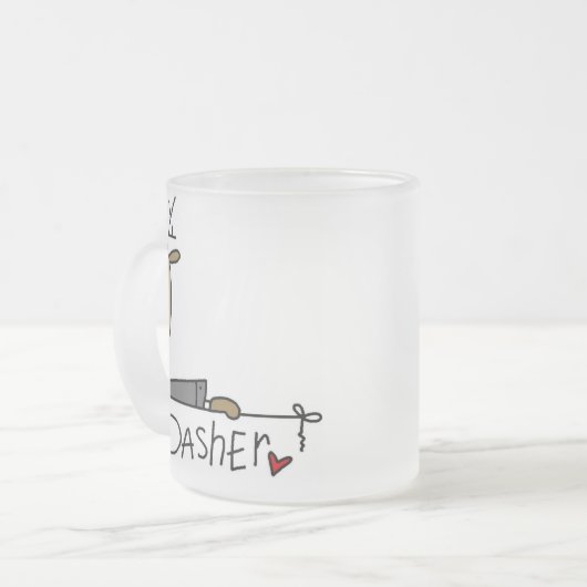 DasherのトナカイのクリスマスのTシャツおよびギフト フロストグラスマグカップ (正面左)