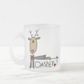 DasherのトナカイのクリスマスのTシャツおよびギフト フロストグラスマグカップ (左)