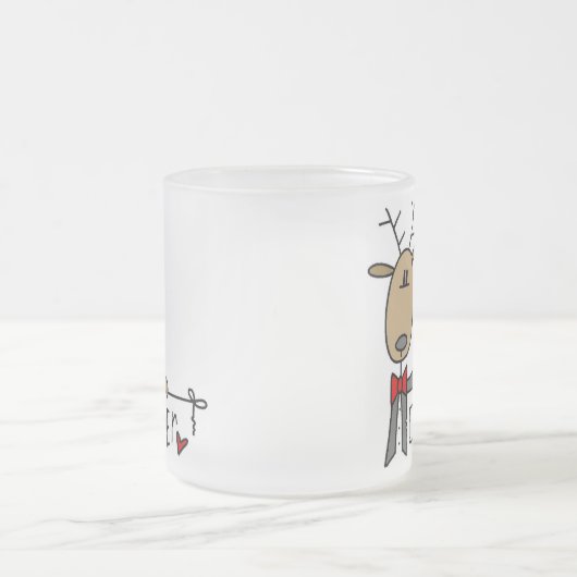 DasherのトナカイのクリスマスのTシャツおよびギフト フロストグラスマグカップ (中央)