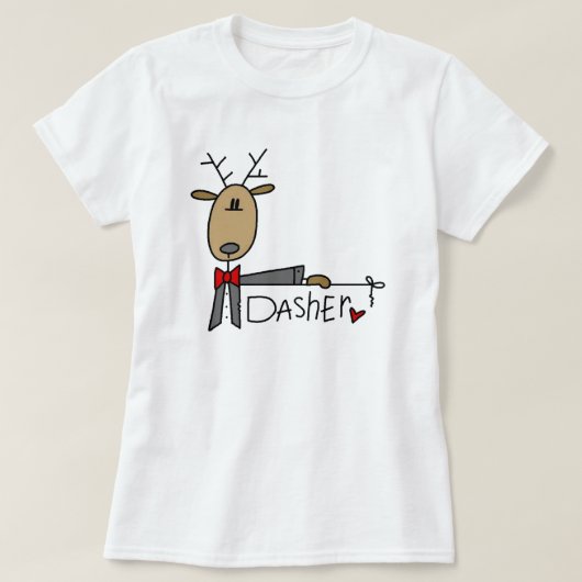 DasherのトナカイのクリスマスのTシャツおよびギフト Tシャツ (デザイン正面)