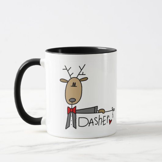 DasherのトナカイのTシャツおよびギフト マグカップ (左)