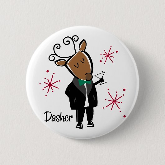 Dasherのトナカイ 缶バッジ (正面)