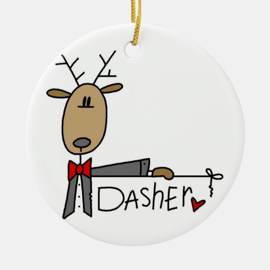 Dasherトナカイのクリスマスの記念品のオーナメント セラミックオーナメント (正面)