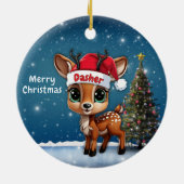 Dasher Baby Deer, Fawn, Doe, Reindeer🦌 🎄 セラミックオーナメント (裏面)