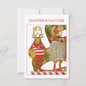 DASHER DANCER 3.5x5フラットクリスマスカード カード (正面)