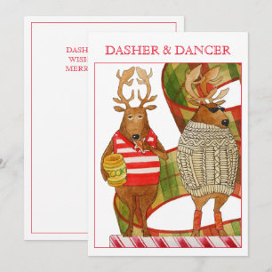 DASHER DANCER 5x7フラットクリスマスカード シーズンカード