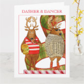 DASHER DANCER BIG Christmas Card カード (黄色い花)