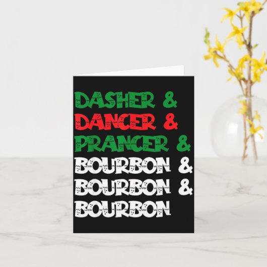 Dasher Dancer Prancer &amp; Bourbon Christmas Funn カード (黄色い花)