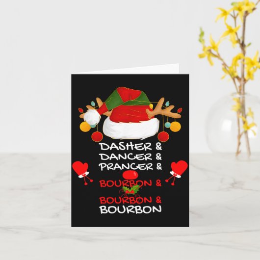 Dasher Dancer Prancer &amp; Bourbon Christmas Holi カード (黄色い花)