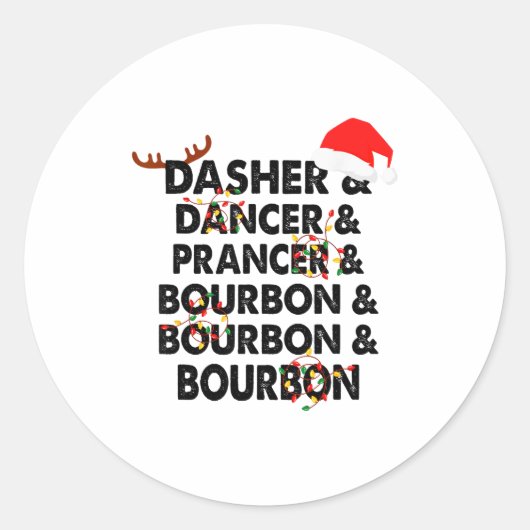 Dasher Dancer Prancer &amp; Bourbon Christmas Holi ラウンドシール (正面)