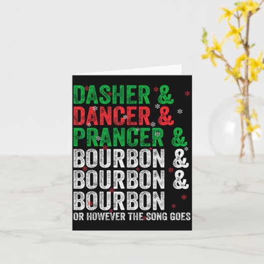 Dasher Dancer Prancer And Bourbon Christmas Xmas H カード (黄色い花)