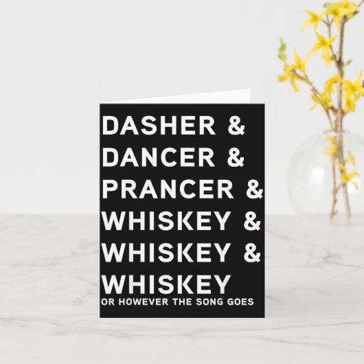 Dasher Dancer Prancer And Bourbon Whiskey Funny Ch カード (黄色い花)