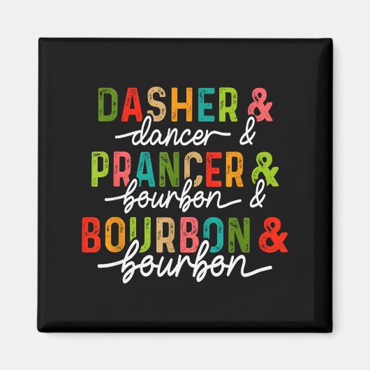 Dasher+Dancer+Prancer+&+Bourbon+クリスマス マグネット (正面)