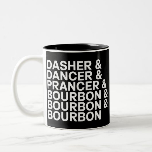 Dasher Dancer Prancer & Bourbon Christmas Holiday  ツートーンマグカップ (左)