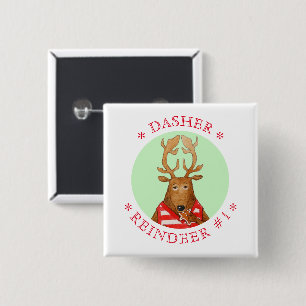 DASHER REINDEERスクエアピンボタン 缶バッジ
