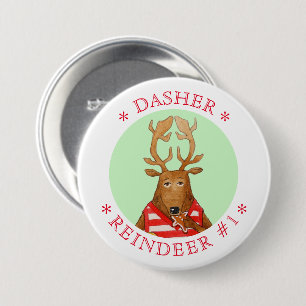 DASHER REINDEERラウンドピンボタン 缶バッジ