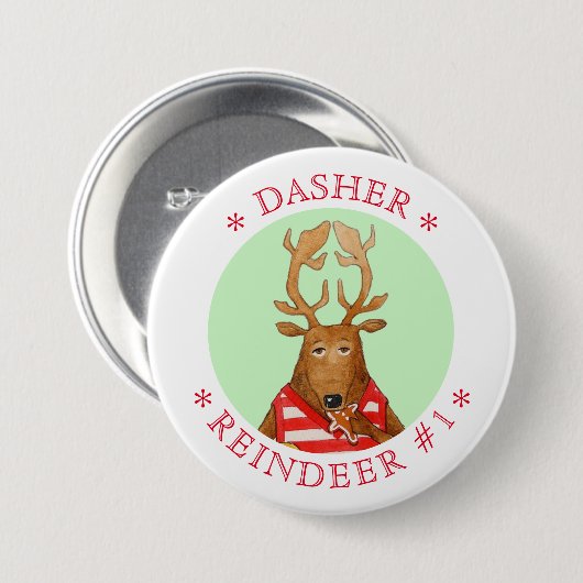 DASHER REINDEERラウンドピンボタン 缶バッジ (正面&裏面)