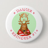 DASHER REINDEERラウンドピンボタン 缶バッジ (正面)